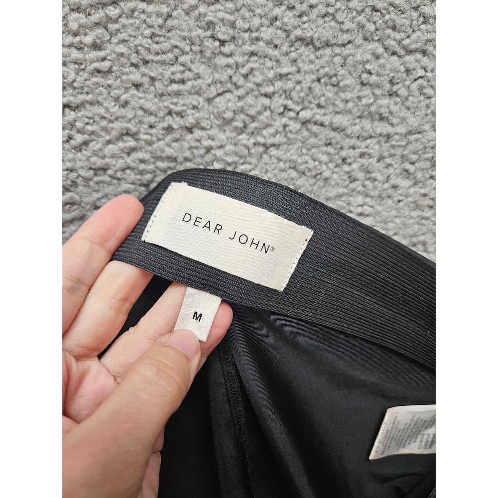 Dear John Leggings Medium Black Metallic Distressed Crackle Faux Leather Edgy - Picture 3 of 8